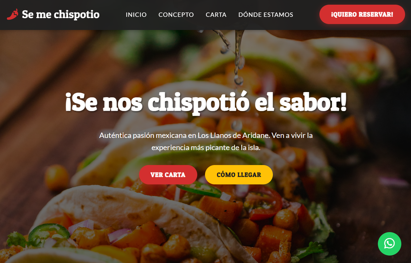 Captura de sitio web restaurante